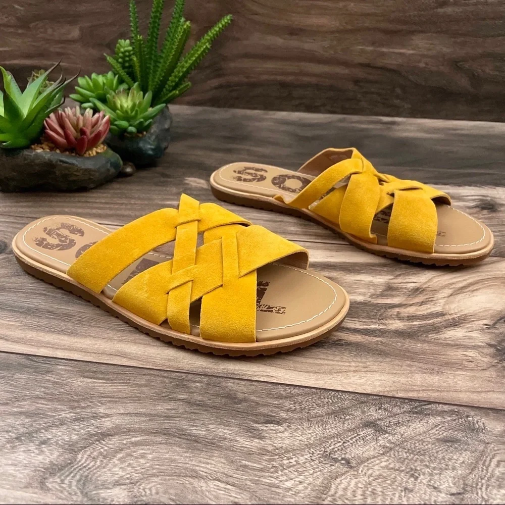 NEW Sorel Ella Woven Suede Slide Sandal 8.5